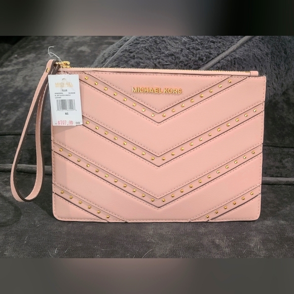MICHAEL Michael Kors Handbags - Michael Kors Zip Clutch XL Wristlet Leather Blush Pink
